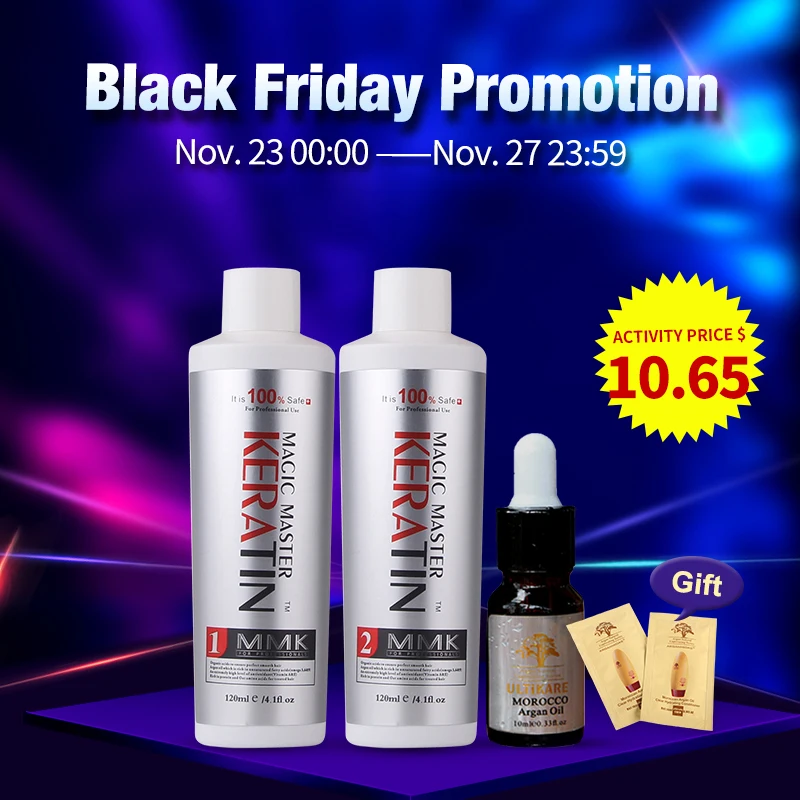 

120ml Magic Master Keratin Hair Treatment+120ml Purifying Shampoo Straighten and Repair Frzzy Hair Get Free Argan Oil 11.11
