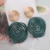 Big Round Drop Earrings Red Green Yellow Wire Spiral Earrings Geometric Metal Maze Exaggerated Wedding Party Jewelry Pendientes ► Photo 3/6