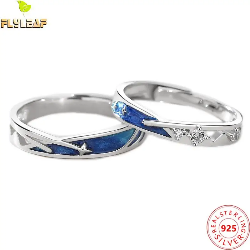 

925 Sterling Silver Meteor Shower Open Couple Rings For Women Original Romantic Valentine's Day Birthday Gift Fine Jewelry