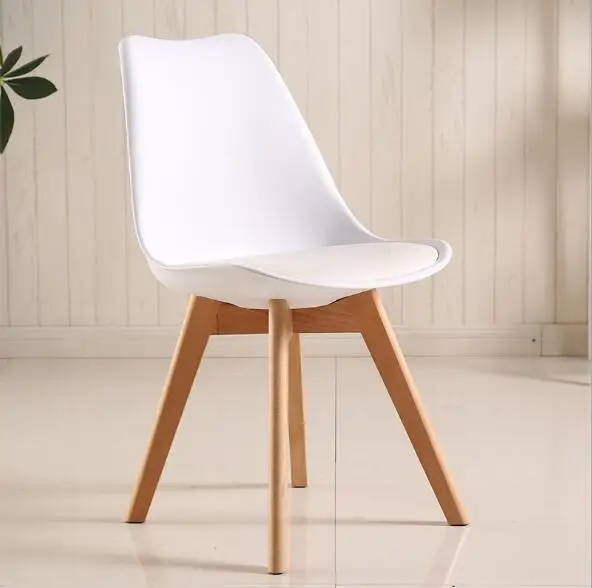 White 4 шт./лот, простой современный обеденный стул для столовой, стул для дома и офиса, креативный стул из твердой древесины ПУ - Цвет: White