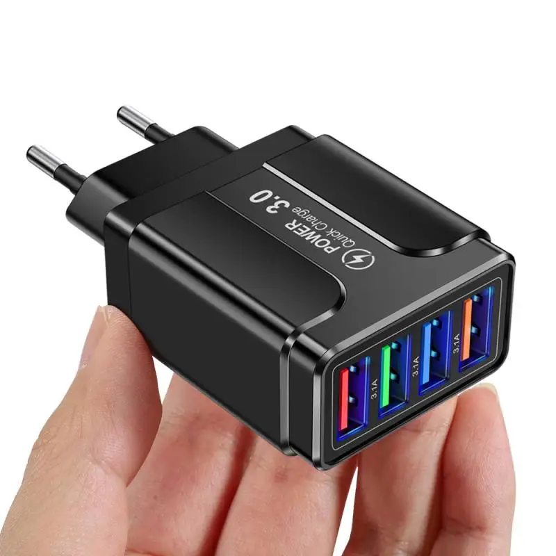 4 USB 3.1A Mobile Phone Charger Fast Charging Portable Wall Mobile Charger Flame Retardant Drop Resistance Tablet mobile phone 12 v usb Chargers