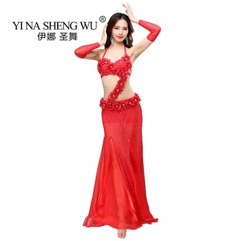 

2/3 Pcs Set New Dance Costumes Adult Belly Dance Suit Beaded Bra Sexy Dance Performance Apparel Indian Dance Stage Performance