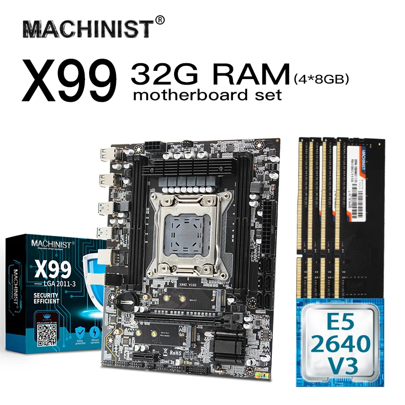 Комплект материнской платы X99 с процессором Intel Xeon E5 2640 V3 LGA 2011 3 4*8 ГБ (32 Гб) DDR4 ECC REG RAM