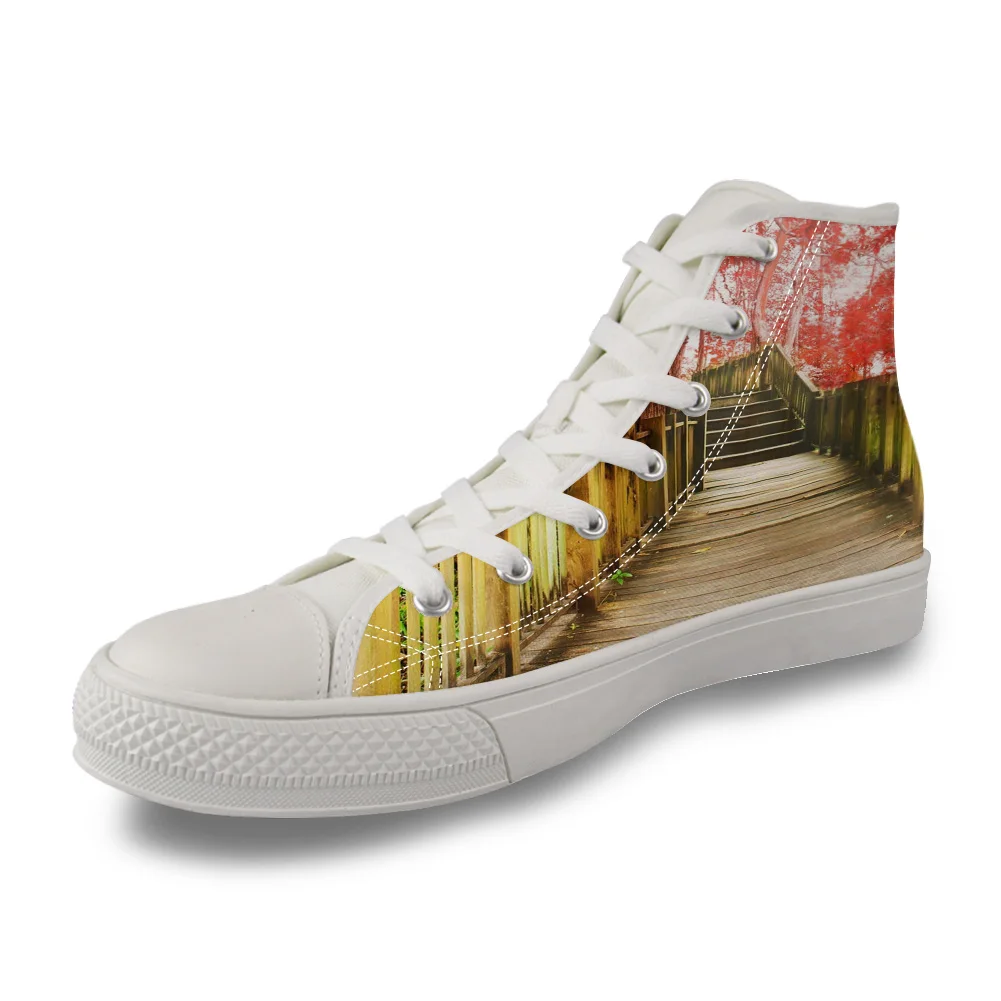 

Suspension Bridge Mangrove Scenery High Top White Canvas Vulcanized Breathable Shoes