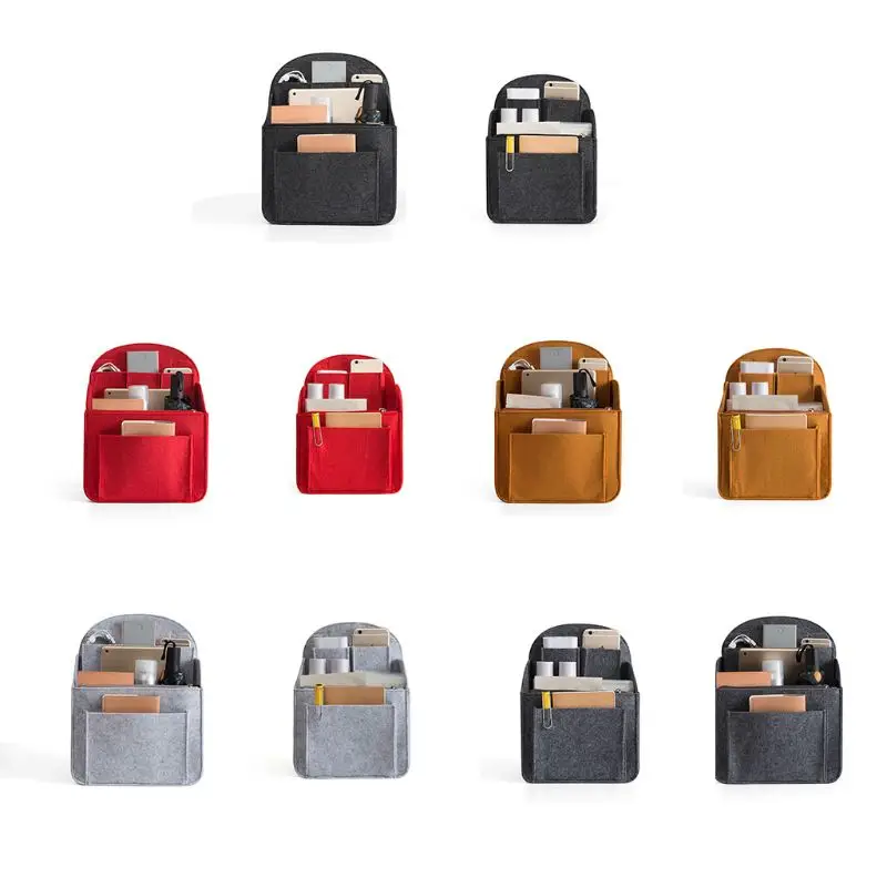Women Portable Felt Cosmetic Makeup Holder Bag Storage Organizer Insert Bag for Backpack Rucksack Handbag Shoulder Bag Casual