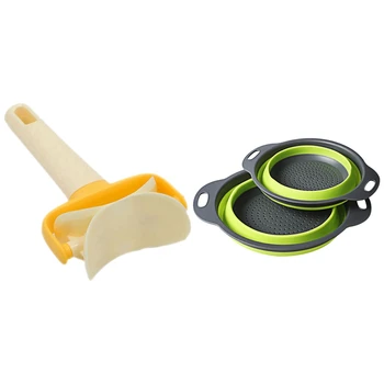 

1x Rolling Blade Dough Press Circle Cutter Mold & 2 x Collapsible Colanders (Strainers) Set