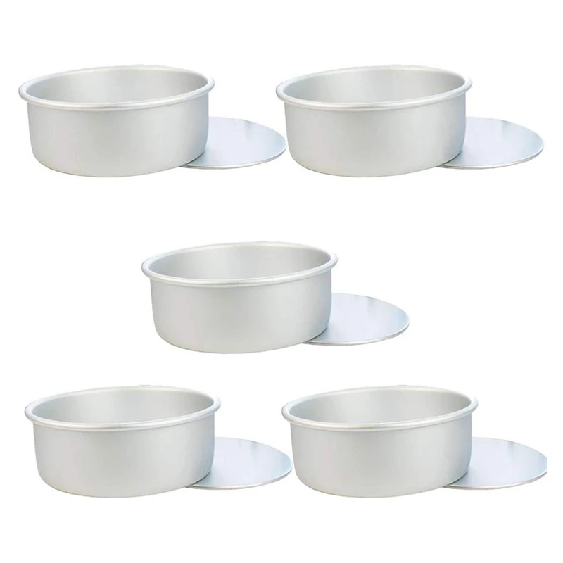

Cake Pan,5 Pcs Round Cake Pans Baking Pans Tin Set Cake Mold Baking Mould with Removable Bottom (Silver)