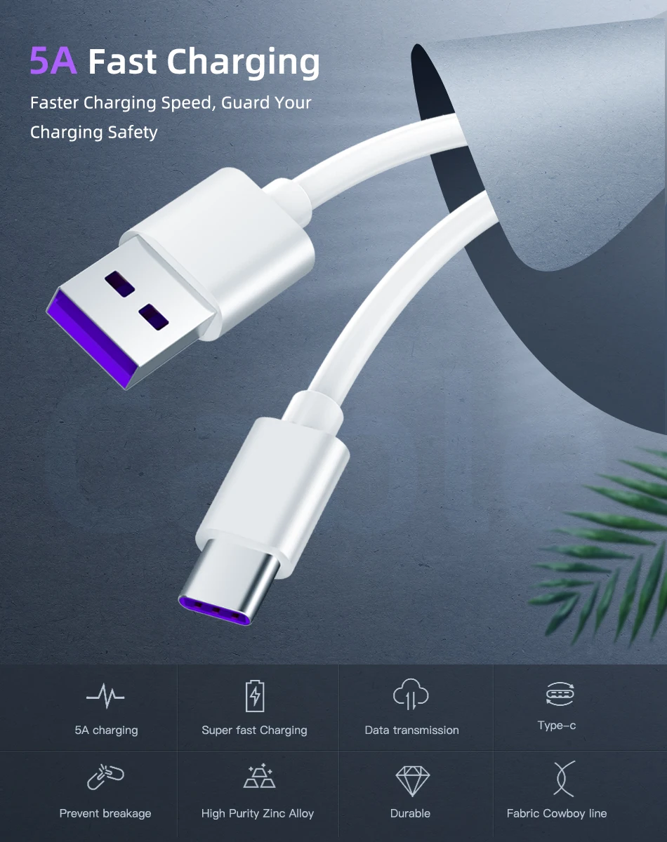 USB C кабель 5A Supercharge usb type C для huawei mate 30 Pro P20 быстрое зарядное устройство Шнур для передачи данных для samsung A50 A70 Xiaomi Redmi Note 7
