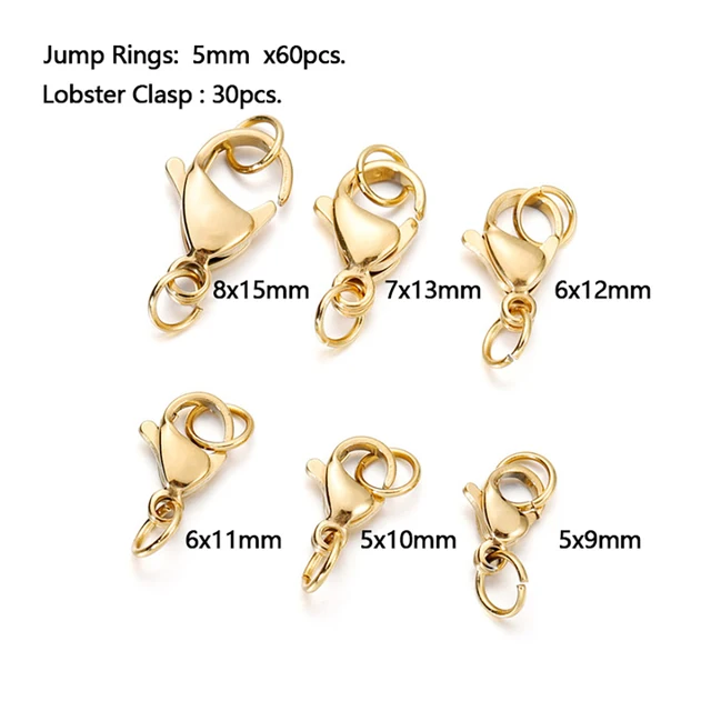 10-30Pcs Stainless Steel Lobster Clasp with Jump Rings For Bracelet  Necklace Chains DIY Jewelry Making Findings Supplies