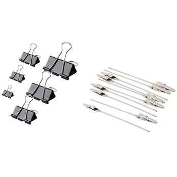

10 x Crocodile Metal Clips with Wire Stalk Alligator Clamps & 120Pcs Binder Clips Paper Clamps Assorted 6 Sizes