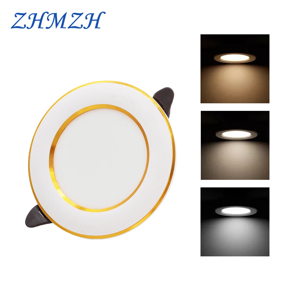 220V Three Colors Changeable LED Downlight Recessed 5W LED Spotlight LED Ceiling Lights Indoor Lighting Warm White Nature White