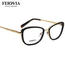 Модные дизайнерские металлические ацетатная оправа для очков Очки для близорукости рамка для чтения женские золотые черные Деми серые очки FVG7110