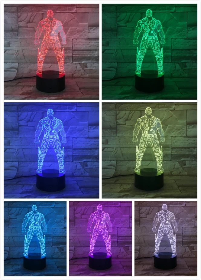 3D Lamp Marvel Guardians of the Galaxy Superhero Drax the Destroyer Gamora Star-Lord Rocket Raccoon Groot 3D LED Night light