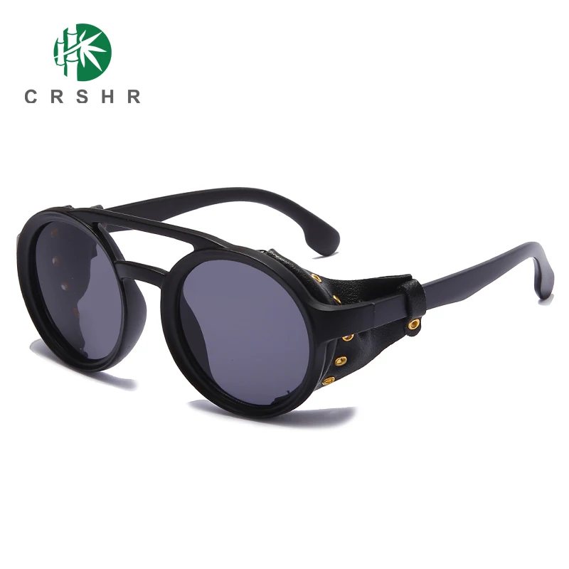 

CRSHR 2020 Newest Fashion Vintage Retro Wind Proof Round Frame Eye Wear Steampunk Rock Style Sports UV400 Sunglasses for Men