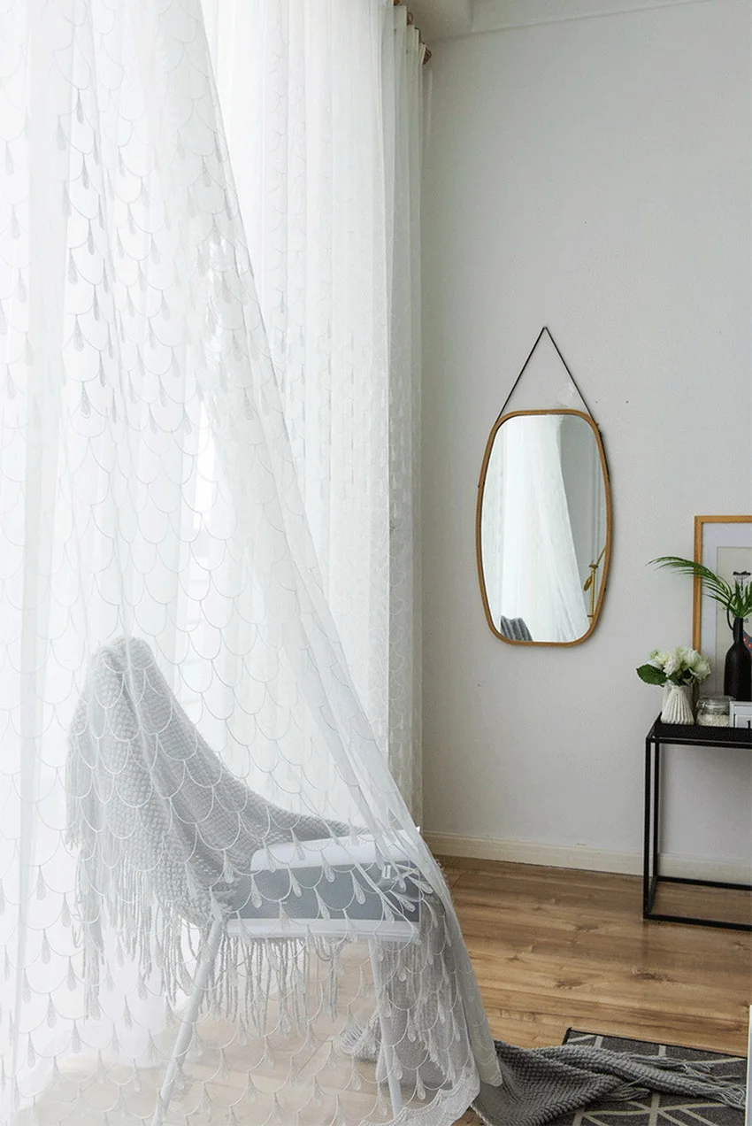 Белая прозрачная панель Геометрическая ткань занавеска окно спальня кухня вуаль жалюзи балкон Cortinas индивидуальный заказ M145#30