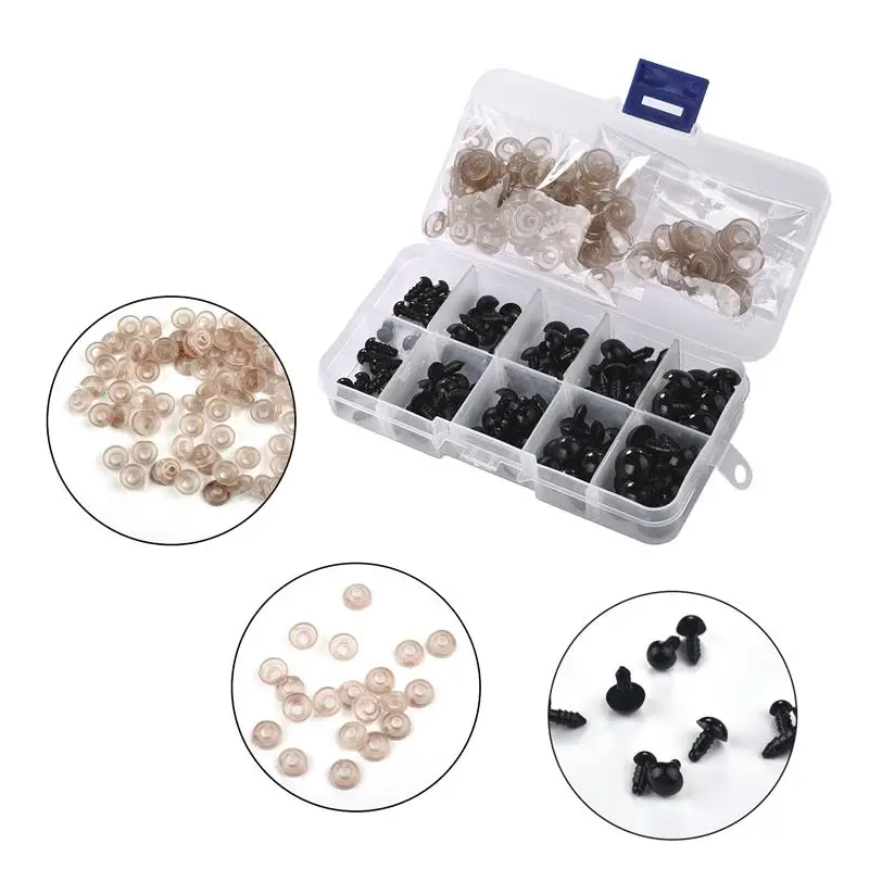 Plastic Safety Eyes 100pcs 10mm Eyeball Doll Accessories Black For Toys 6mm 8mm 12mm DIY Funny Toy Eyes Animal