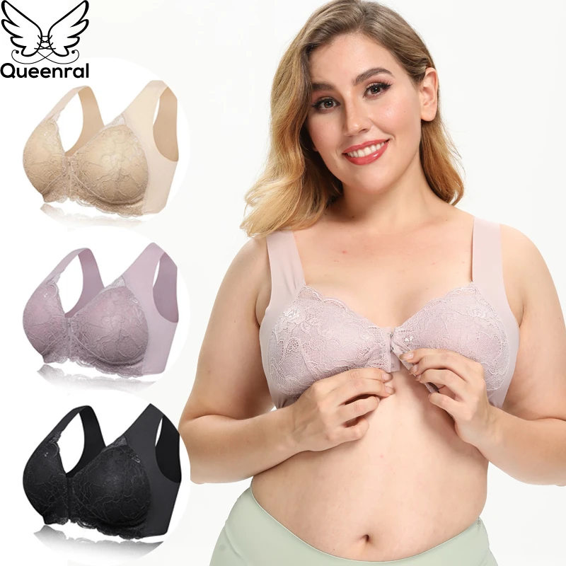 Sexy Underwear Women Push Up Bras For Women Plus Size Seamless Lace Bra Front Closure Wireless Gather Brassiere Bralette comfy bra
