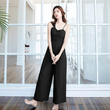 

summer sleeveless Jumpsuit new solid new fashion casual loose pant casual comfortable temperament high quality backless jumpsuit