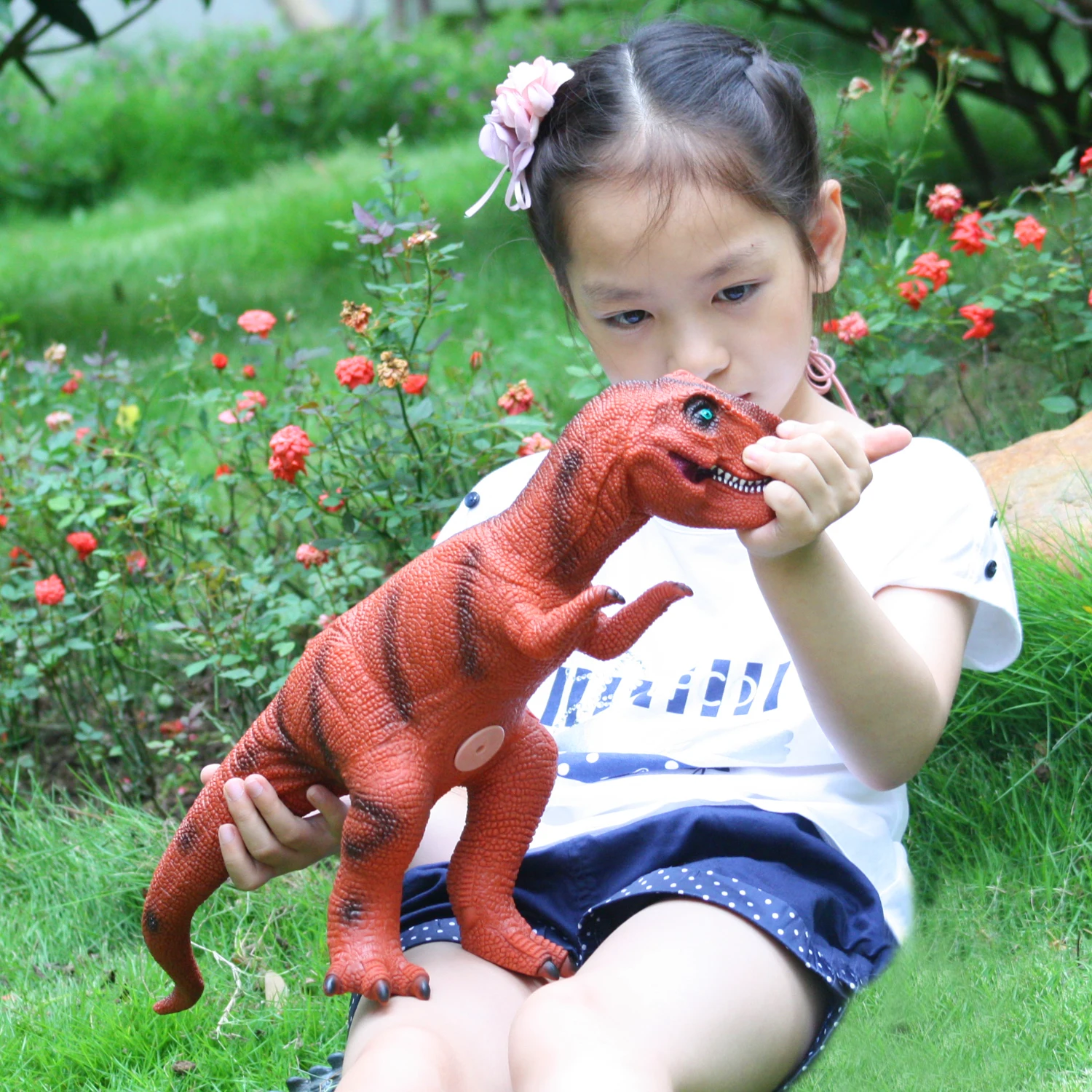 

Huang Cheng Toys 18 Inch Tyrannosaurus Dinosaur Model Figure Animal PVC Stuffed with Cotton Soft Touch Realistic Skin Texture