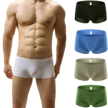 

Men's Fashion Boxers Splicing Soft Panty Men Underpants Knickers Shorts Sexy Underwear mens Solid Color Boxershorts Cueca Tanga