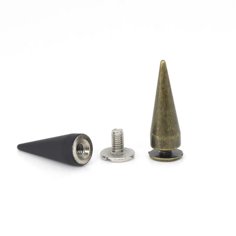 10pcs Metal Punk Spikes Cone Bullet Studs Rivets for Leather Craft Bag Garment Clothing Shoes DIY Parts Accessories