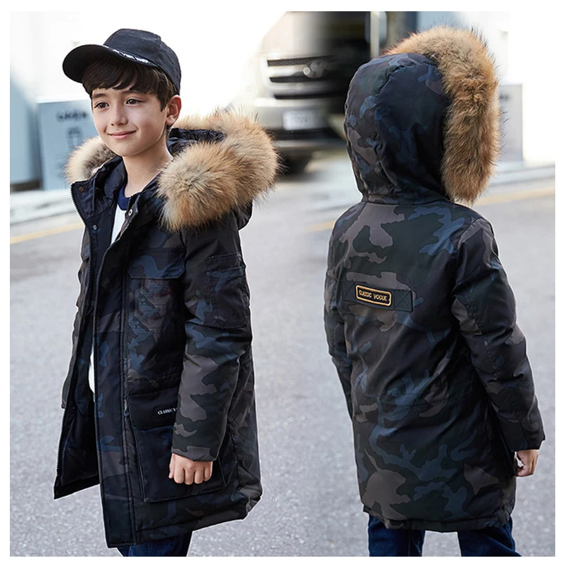 Зимние куртки для мальчиков; От 6 до 14 лет куртки-пуховики для мальчиков; Утепленные зимние куртки с меховым капюшоном для детей; Верхняя одежда для детей