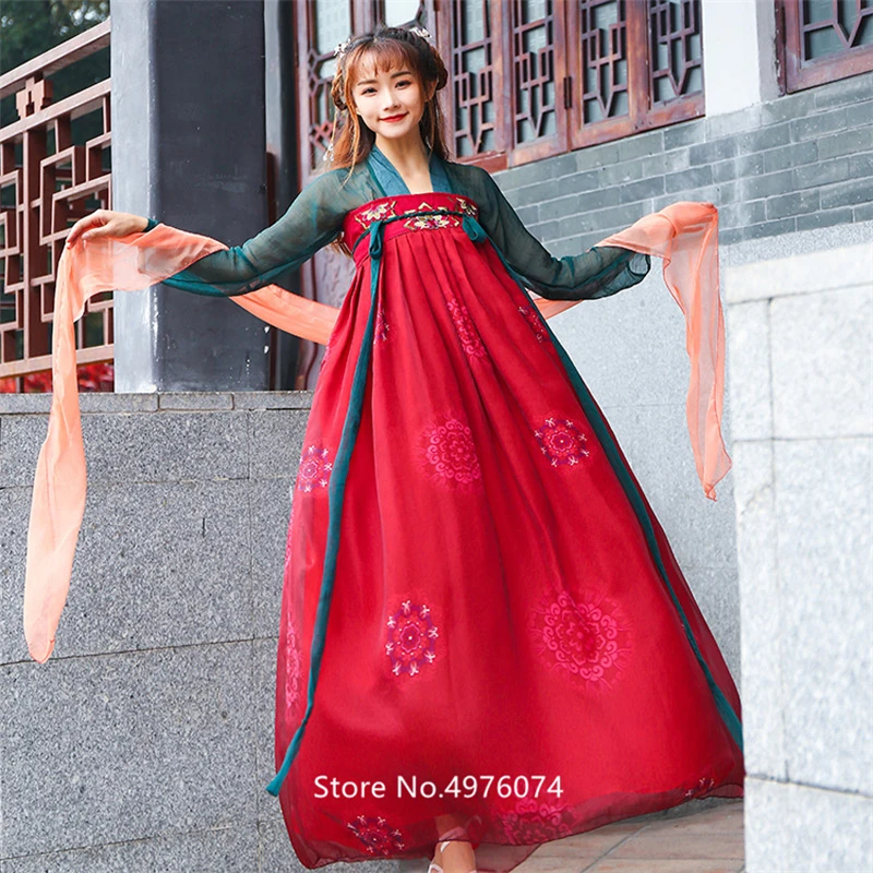 Традиционная китайская одежда для женщин Hanfu платье Элегантная фея косплей народный древний костюм новогодние вечерние с вышивкой Восточный - Цвет: Color1