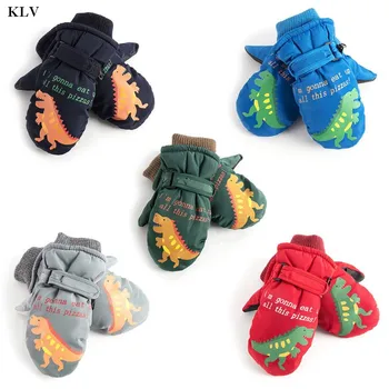 

KLV Toddler Baby's Windproof Mittens Children Winter Warm Non-Slip Ski Gloves with Furry Lining for Girls Boys Baby Mittens