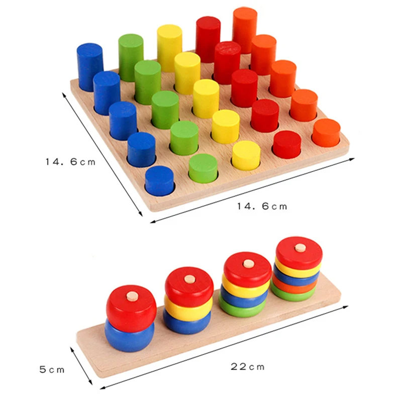 Montessori teaching aids 8 sets of geometric shapes paired combination early education puzzle wooden children's blocks toys