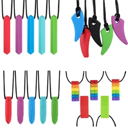 Anneau de dentition sensoriel en Silicone, pendentif à mâcher, collier pour enfants, jouets pour bébé, outils d'entraînement, perles sans BPA 