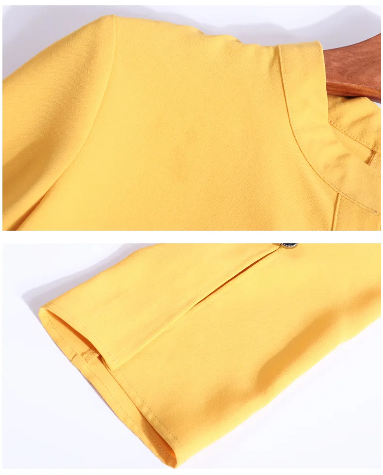 Желтое платье Лето Весна женские OL модные Новые однотонные Лоскутные оборки кнопка тонкая талия платье женские hot горячая распродажа
