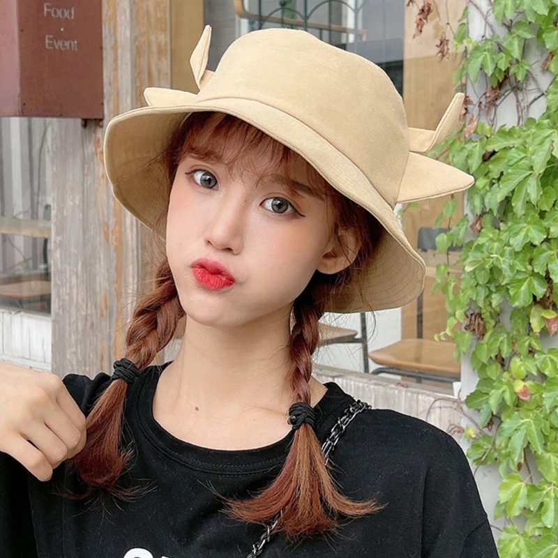 Chapeau de pêcheur unisexe avec oreilles de chaton pour filles Chapeau de pêcheur unisexe avec oreilles de chaton pour filles