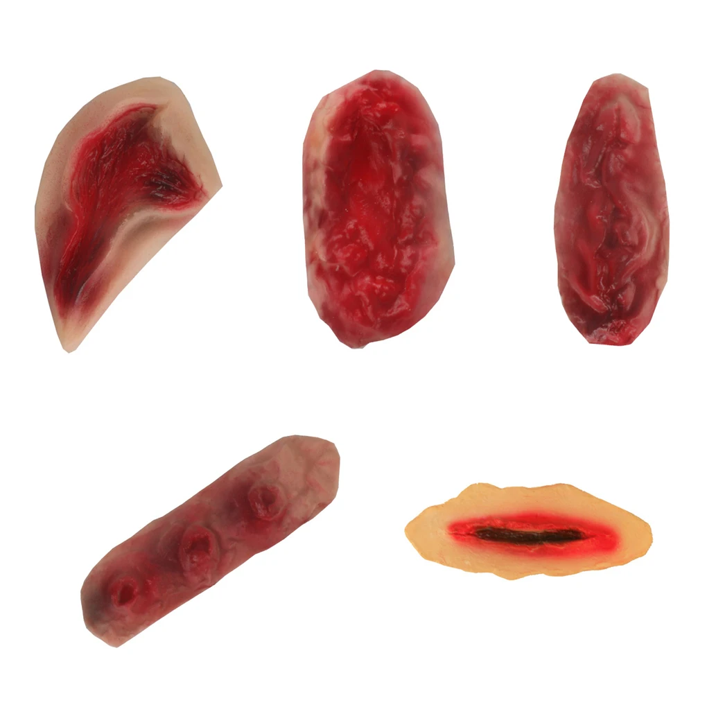 

3D Halloween Simulation Scars Latec Tattoos Fake Scab Bloody Makeup Wound Scary Blood Injury Sticker Holiday Gifts