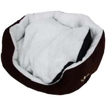 

Luxury Unique Warm Indoor Soft Pet Dog Cat Bed + Cushion Dog Puppy Sofa House Bed with Mat Supplies L Brown