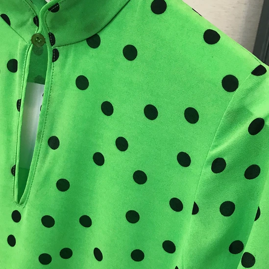 Женское платье миди с принтом в горошек глубоким v образным вырезом сексуальное