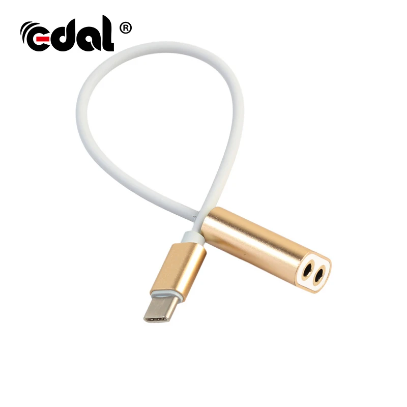 

EDAL Type-C to 3.5mm Earphone cable Adapter USB 3.1 TypeC USB-C male to Double 3.5 AUX audio female Jack for Xiaomi Huawei