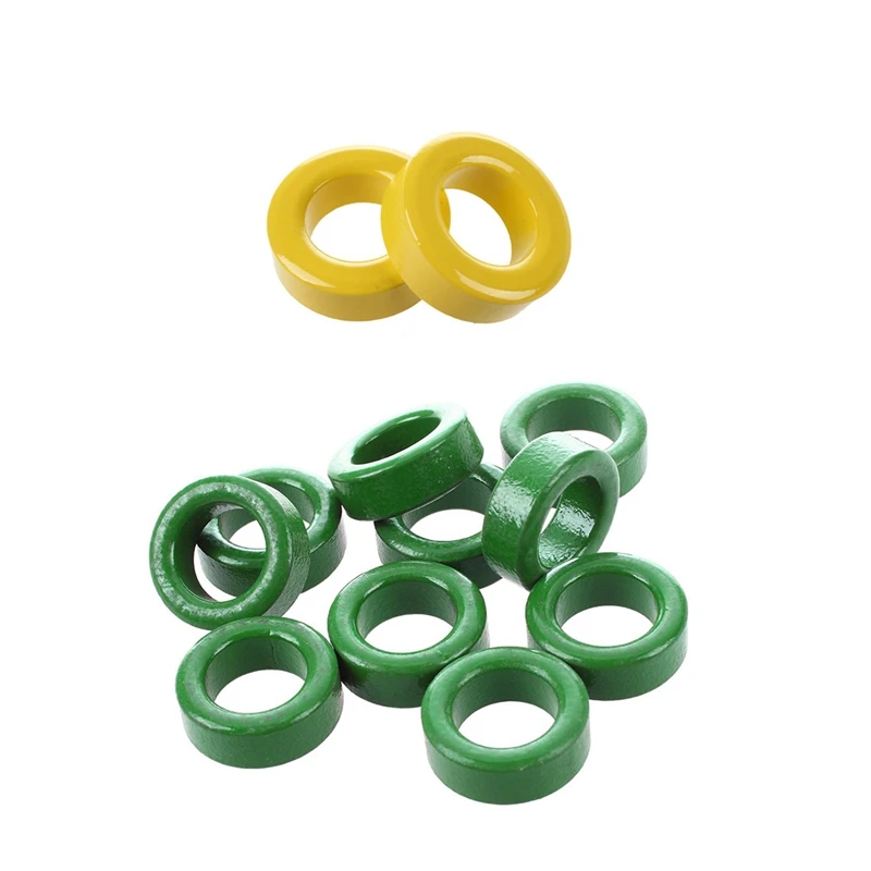 

2 Pcs 33mm x 19mm x 11mm Yellow White Iron Core Ferrite Rings Toroid & 10 Pcs 22mm x 14mm x 8mm Power Transformer Ferrite Toroid