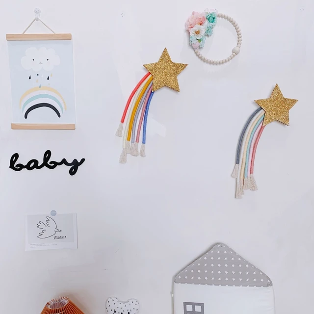 Nordic Lucky Star Hand-woven Macrame Rainbow Tapestry Wall Hanging Pendant Decor 3