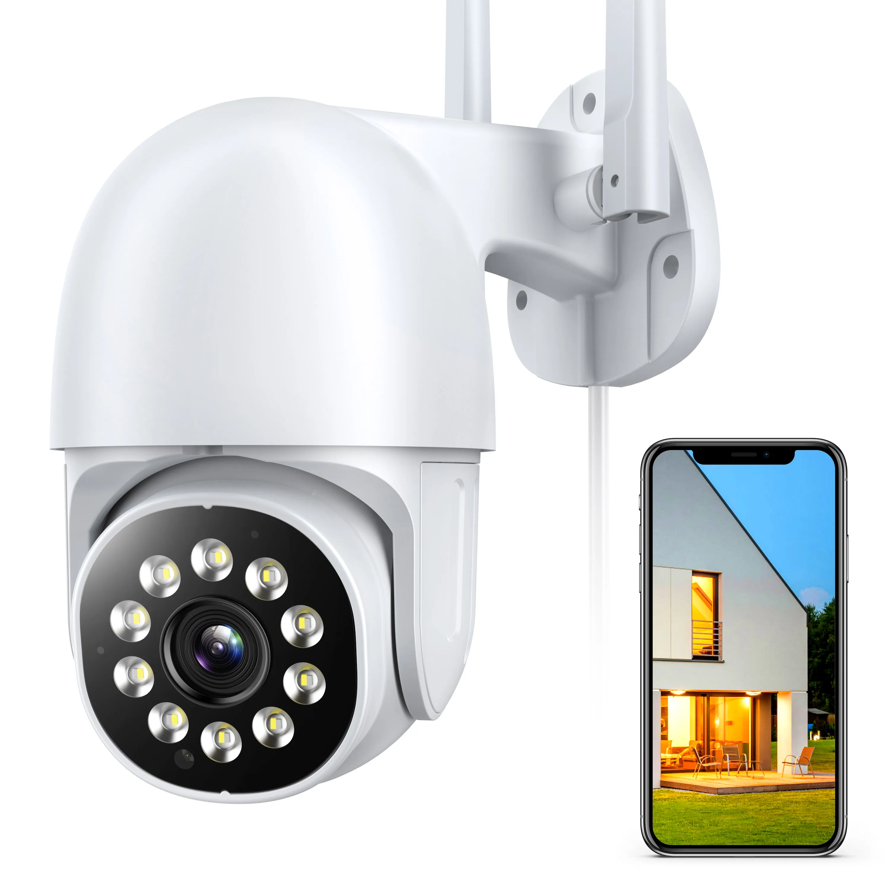 Photo Product 3MP HD Tuya Smart Home IP Camera 4x Zoom AI Human Auto-Tracking PTZ Camera IR/Color Night Vision Video Surveillance WiFi Camera
