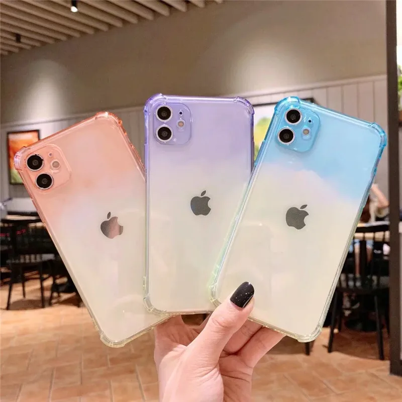 Прозрачный градиентный цветной чехол iPWSOO для телефона iPhone 11 Pro Max X XR Xs