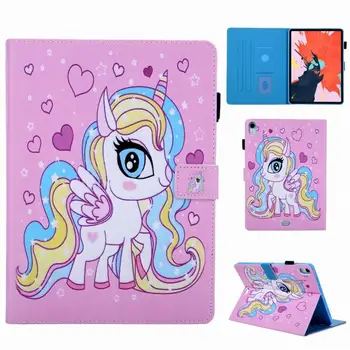 

Lovely Kids Cartoon Leather Tablet Case For Ipad Pro 11" 2018 Smart Flip Sleep/Wake up Wallet clip Stand Cover Funda+Pen
