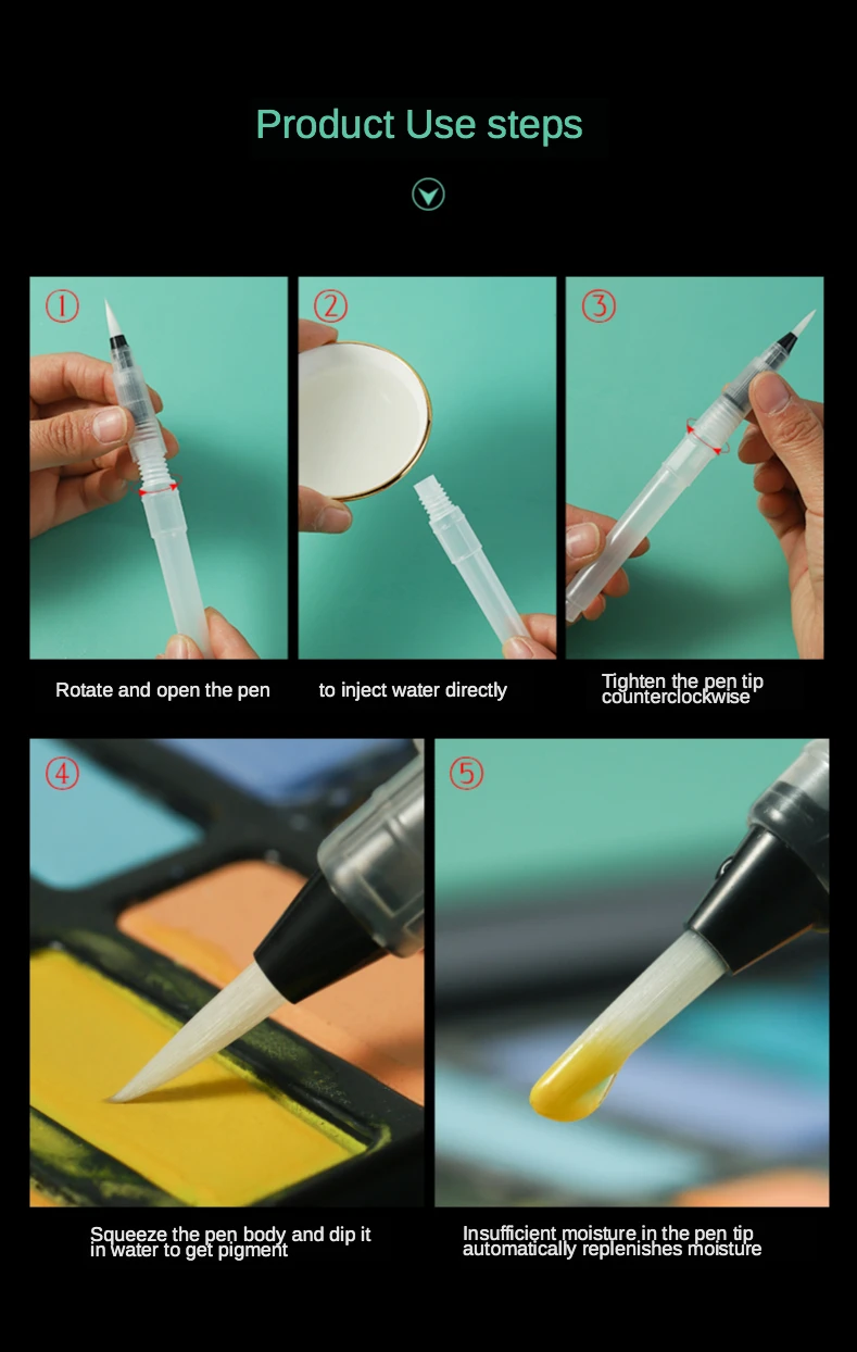 Tap Water Pen Set Water Injection Soft Head Water-absorbing Pen