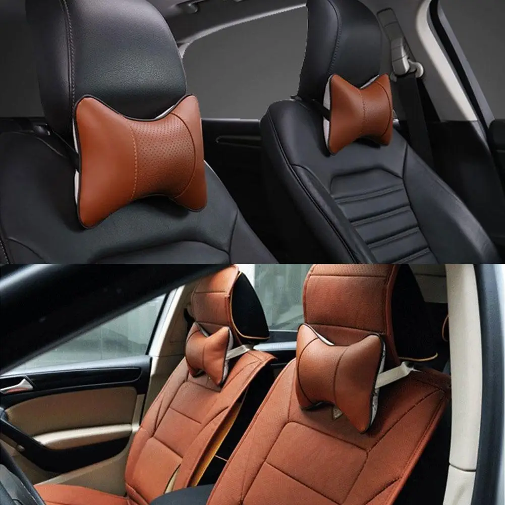 Reposacabezas Universal para asiento de coche, almohada de memoria para el  cuello de cuero Pu de doble cara, cojín Protector de soporte para la  cabeza, accesorios de viaje para automóvil - AliExpress