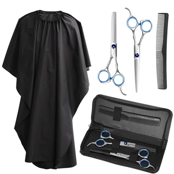 

1 Set Of 5 Pcs Professional Hair Cutting Scissors Hair Thinning Shears Barber Scissors Hairstyling Salon Hairdressing Scissors