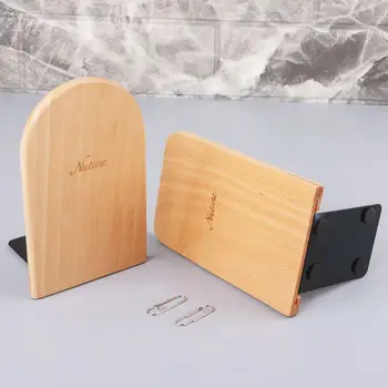 

Nature Wooden Desktop Organizer Desktop Office Home Bookends Anti-skid Book Ends Stand Holder Shelf 19QA