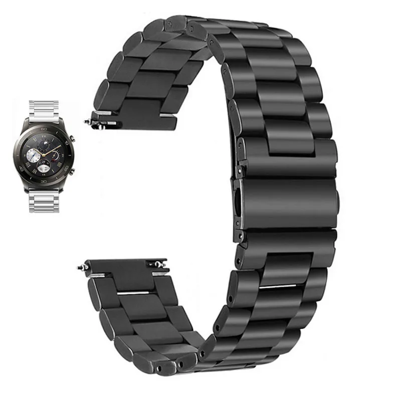 B-black Для huawei Watch GT magic watch 2pro Смарт-часы Бизнес Стиль Замена 2in 1 кожаный силиконовый ремешок 22 мм браслет из нержавеющей стали - Цвет ремешка: B-black