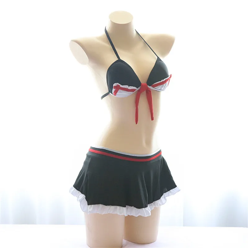 Японский Аниме Косплей Костюм коллекция Kantai; карнавальный костюм Школьная купальник сексуальный милый Для женщин 2 шт. комплект бикини с бюстгальтером Сексуальные костюмы для сна