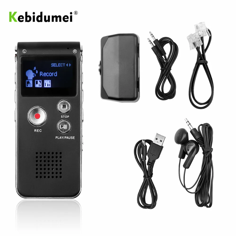 Kebidumei 8 ГБ Цифровой диктофон перезаряжаемый телефонный аудиоплеер аудио рекордер