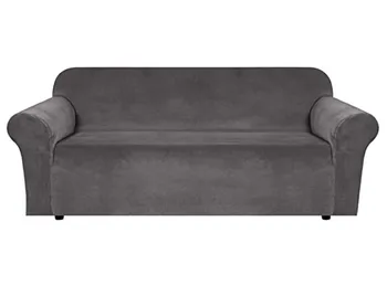 

Stretch Velvet Sofa Covers for 3 Cushion Couch Covers Sofa Slipcovers without Slip Straps Underneath The Furniture,