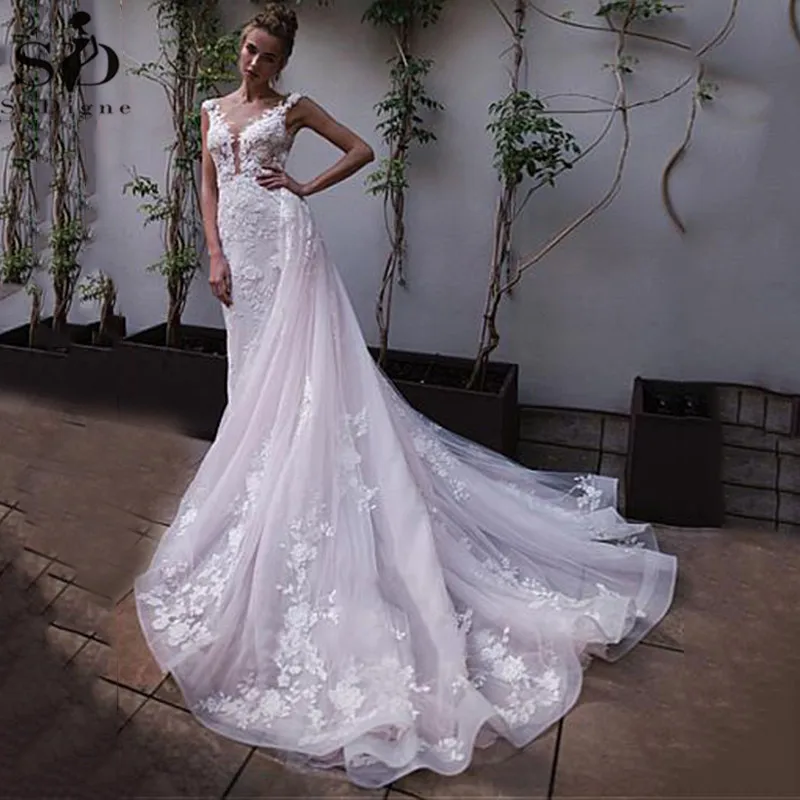 

Luxury African Wedding Dresses A-line Lace Appliques Bridal Dress With Beads Handmade Flowers Princess Boho Bridal Gown
